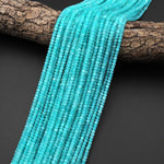 Natural Peruvian Blue Amazonite 3mm Faceted Rondelle Beads Gemstone 15.5" Strand