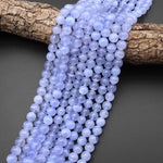 AAA Natural Blue Chalcedony Beads 6mm 8mm 10mm Round Beads 15.5" Strand