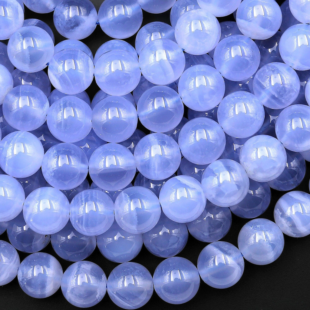 AAA Natural Blue Chalcedony Beads 6mm 8mm 10mm Round Beads 15.5" Strand