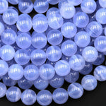 AAA Natural Blue Chalcedony Beads 6mm 8mm 10mm Round Beads 15.5" Strand