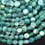 Natural Bicolor Blue Green Kyanite Freeform Coin Pebble Nugget Beads 15.5" Strand