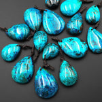 AAA Rare Natural Blue Azurite Chrysocolla Teardrop Pendant From the Old Arizona Copper Mine