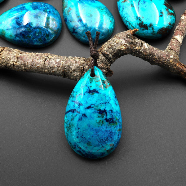AAA Rare Natural Blue Azurite Chrysocolla Teardrop Pendant From the Old Arizona Copper Mine A3