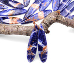 Natural African Orange Sodalite Long Slender Teardrop Earring Pair Matched Gemstone Beads