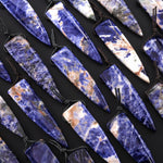 Natural Blue Sodalite Pendant Side Drilled Long Triangle Dagger Gemstone