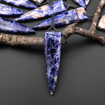 Natural Blue Sodalite Pendant Side Drilled Long Triangle Dagger Gemstone