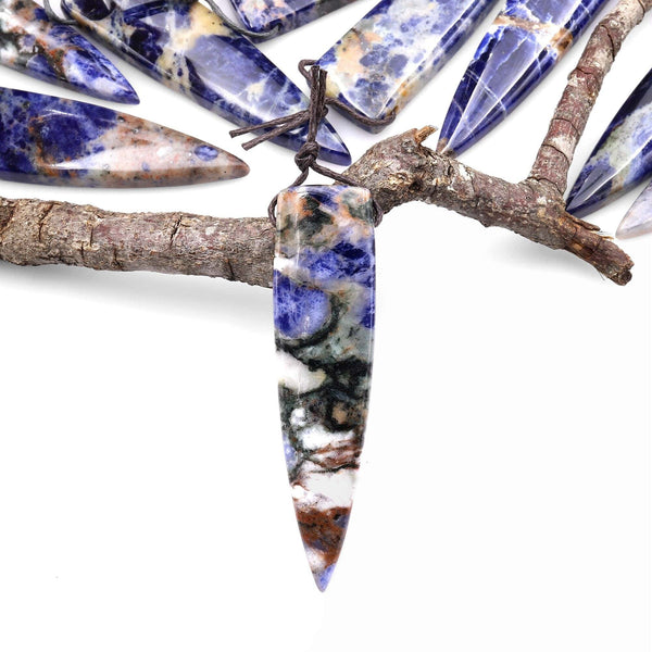 Natural Orange Sodalite Pendant Long Triangle Dagger Side Drilled Focal Bead A2