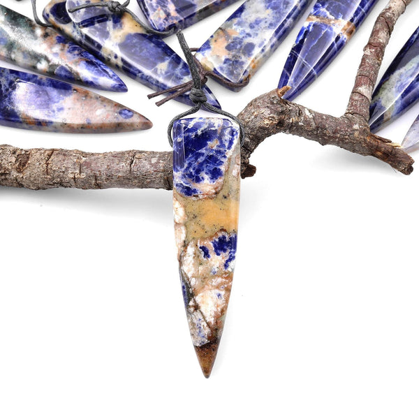 Natural Orange Sodalite Pendant Long Triangle Dagger Side Drilled Focal Bead A4