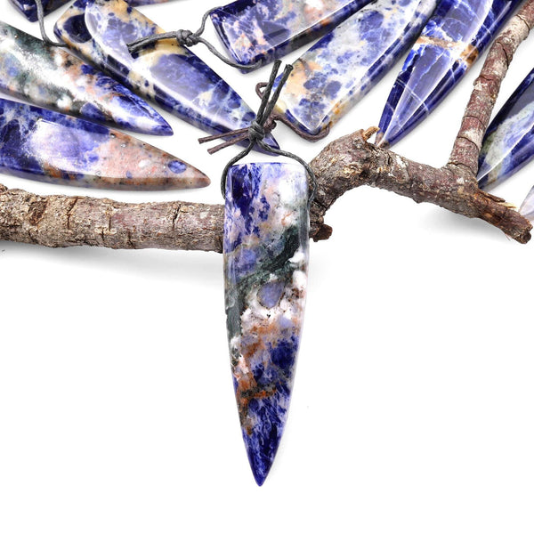 Natural Orange Sodalite Pendant Long Triangle Dagger Side Drilled Focal Bead A6