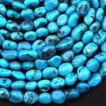 Genuine Natural Arizona Blue Turquoise Freeform Pebble Beads 6mm 8mm Nuggets 15.5" Strand