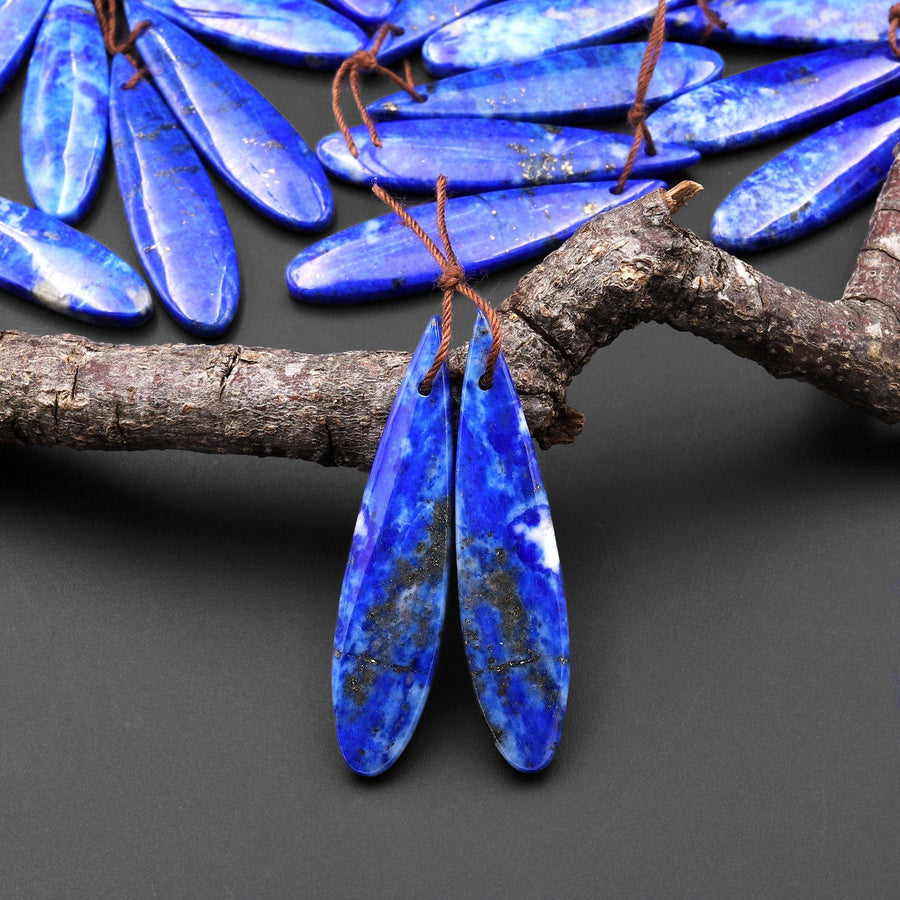 AAA Natural Blue Lapis Earring Teardrop Matched Gemstone Beads Pair