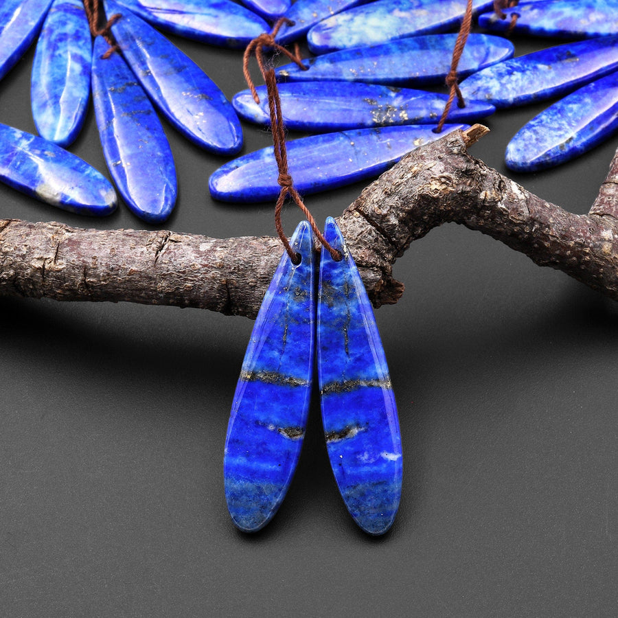 AAA Natural Blue Lapis Earring Teardrop Matched Gemstone Beads Pair