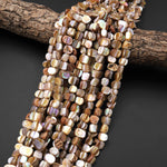 Natural Brown Mother of Pearl Beads Center Drilled Concave Triangle Iridescent Shell 15.5" Strand