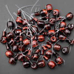 Natural Gemstone Guru Beads Three Holes T-Beads Mala Making Prayer Beads Cones 11mm 12mm Red Tiger's Eye