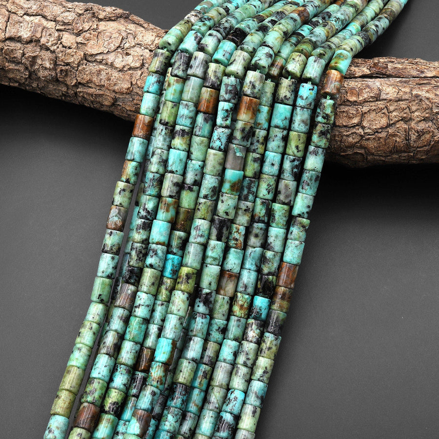 Natural African Turquoise Tube 8x5mm Beads 15.5" Strand