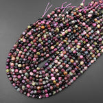 Natural Multicolor Pink Green Blue Tourmaline Freeform 6mm Pebble Nugget Beads Gemstone 15.5" Strand