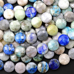 Faceted Natural Hackmanite 8mm 10mm Coin Beads Gemstone from Afghanistan UV Reactive 15.5" Strand