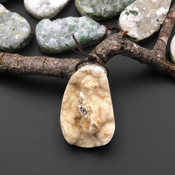 Natural Ocean Jasper Pendant Freeform Oval Shape Gemstone A6