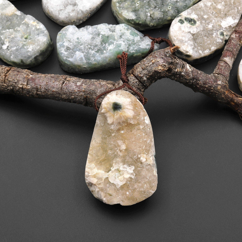 Natural Ocean Jasper Pendant Freeform Oval Shape Gemstone A5