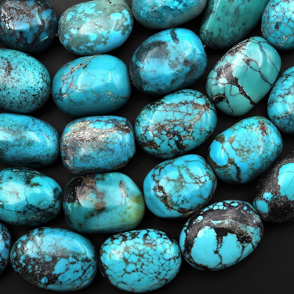 Genuine Natural Blue Turquoise Nugget Beads 18mm 20mm 15.5" Strand