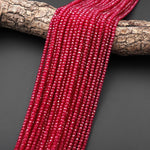 Lab-grown Red Ruby Faceted 4mm Rondelle Gemstone Beads 15.5" Strand