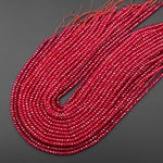 Lab-grown Red Ruby Faceted 4mm Rondelle Gemstone Beads 15.5" Strand