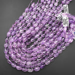 AAA Faceted Natural Lilac Amethyst Oval Nugget Beads 15.5" Strand