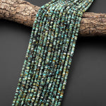 AAA Natural African Turquoise 4mm Faceted Thin Rondelle Beads 15.5" Strand