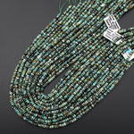 AAA Natural African Turquoise 4mm Faceted Thin Rondelle Beads 15.5" Strand