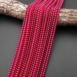 Lab-grown Red Ruby 4mm Smooth Round Gemstone Beads 15.5" Strand