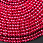 Lab-grown Red Ruby 4mm Smooth Round Gemstone Beads 15.5" Strand