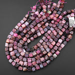 Large Real Genuine Natural Spinel Cube Beads 8mm 10mm Multicolor Red Pink Blue Purple Gemstone 15.5" Strand