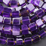 AAA Natural Purple Amethyst 8mm 9mm Cube Beads Gemstone 15.5" Strand