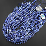 4 Four Leaf Clover Beads Natural Blue Aventurine 8mm Hand Carved Flower Gemstone 15.5" Strand