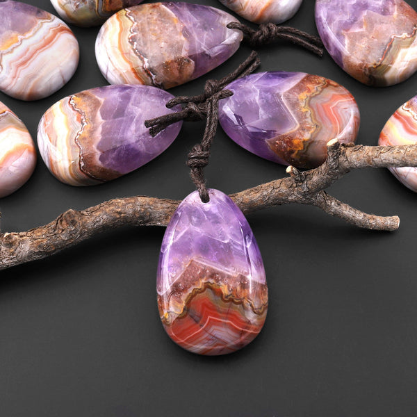 Natural Rainbow Amethyst Freeform Teardrop Pendant A1