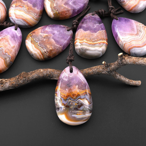 Natural Rainbow Amethyst Freeform Teardrop Pendant A7