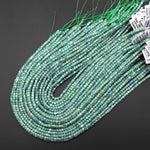 AAA Rare Faceted Natural Bicolor Blue Green Kyanite 2mm 3mm Cube Beads 15.5" Strand