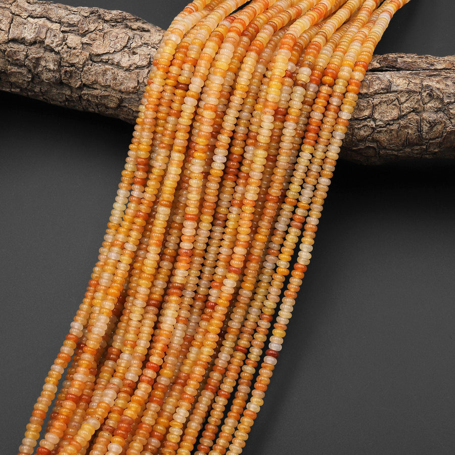 Natural Yellow Aventurine 4mm Smooth Rondelle Beads 15.5" Strand