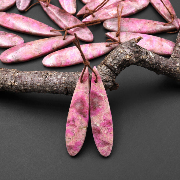 Rare Natural Pink Cobalto Calcite Teardrop Drilled Matched Gemstone Earring Bead Pair A1