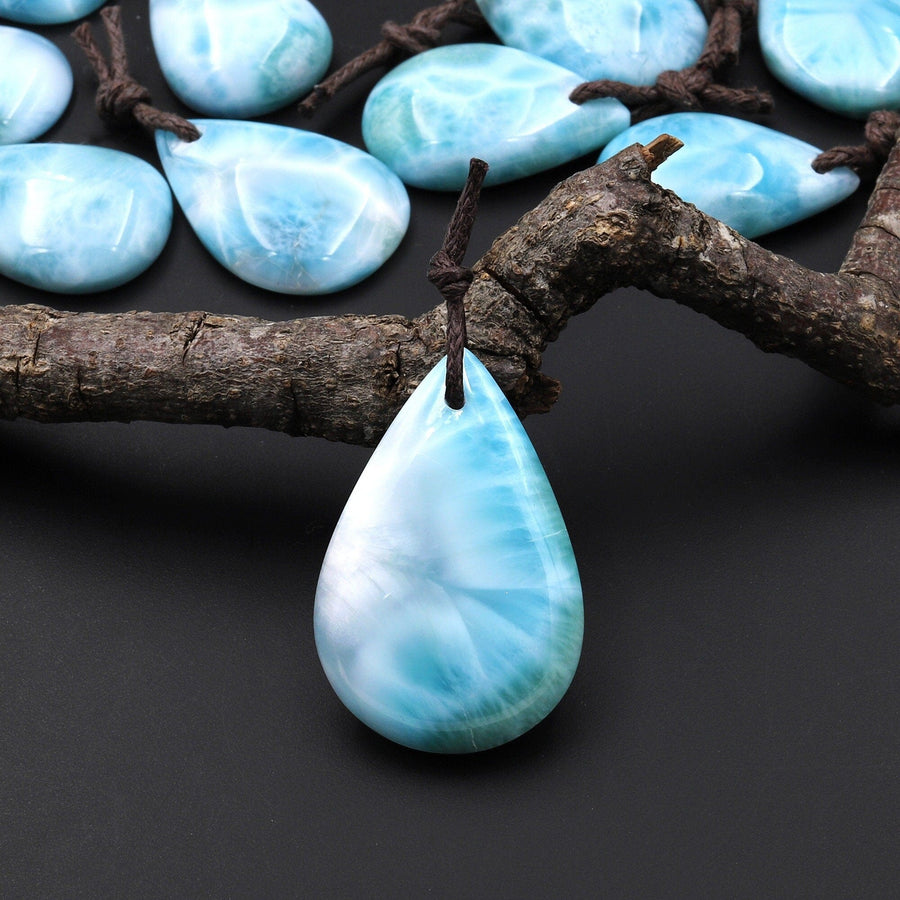 AAA Natural Blue Larimar Teardrop Pendant Genuine Real Larimar from Dominican Republic A77