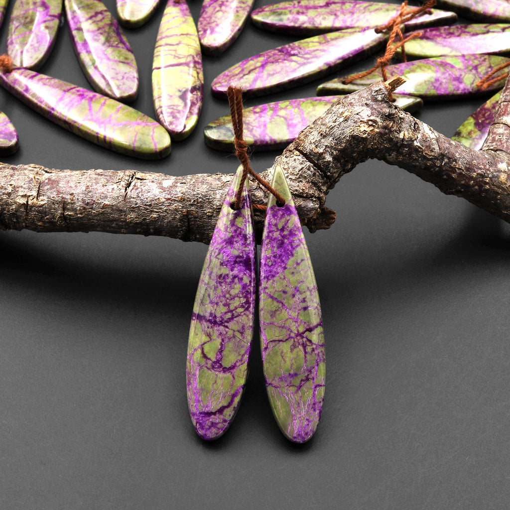 Natural Atlantisite Stichtite Earring Pair Gemstone Drilled Teardrop Cabochon Matched Gemstone Beads From Australia A88