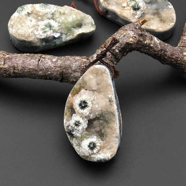 Natural Ocean Jasper Pendant Freeform Teardrop Oval Shape Gemstone PDT0212