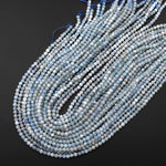 Natural Soft Blue Aquamarine 4mm Smooth Round Beads 15.5" Strand