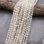 Rare Genuine Freshwater White Druzy Rosebud Pearl 6mm 8mm Off Round 15.5" Strand