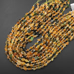 Rough Raw Natural Golden Yellow Green Tourmaline Beads Freeform Nuggets 15.5" Strand