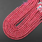 AAA Faceted Natural Pink Red Thulite 5mm 6mm Thin Rondelle Beads Diamond Cut Gemstone From Norway 15.5" Strand