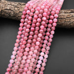 AAA Natural Pink Rhodonite In Quartz Beads 6mm 8mm 10mm Round Beads Gradient Gemstone 15.5" Strand