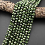 Natural Green Chrome Diopside 6mm 8mm 10mm Smooth Round Beads Gemstone 15.5" Strand