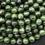 Natural Green Chrome Diopside 6mm 8mm 10mm Smooth Round Beads Gemstone 15.5" Strand