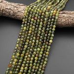 AAA Faceted 6mm Natural Green Garnet Round Beads Extra Gemmy Translucent Gemstone 15.5" Strand